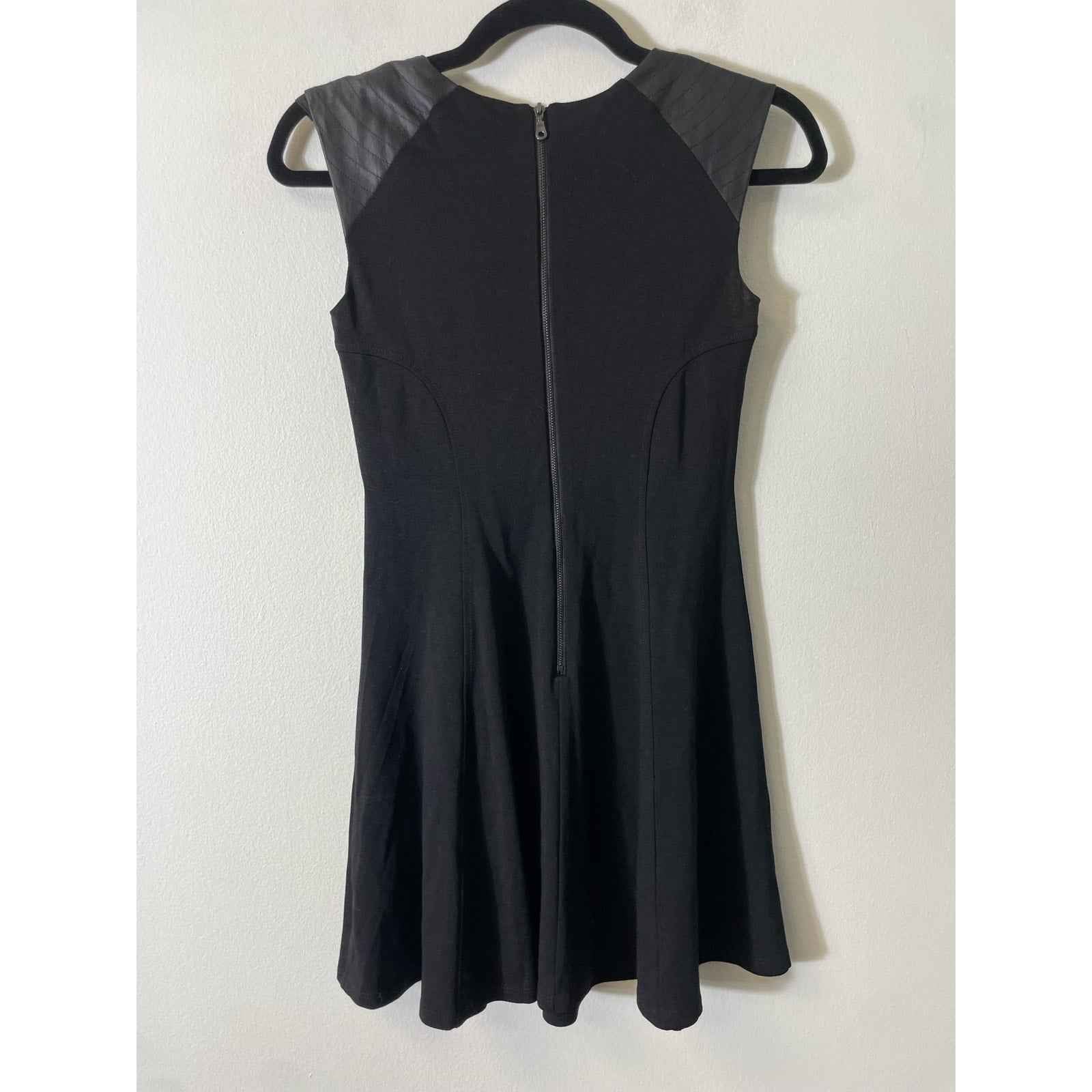 Miss Behave Girls Black Faux Leather Shoulder Dress Sz L