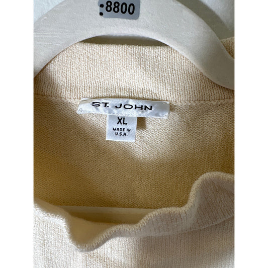 St. John Cream Cropped Sweater Sleeveless Top Sz XL