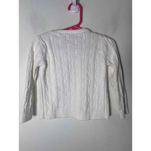 Girls VIntage J. Khaki Kids White Knit long Sleeve Sweater Sz 2T