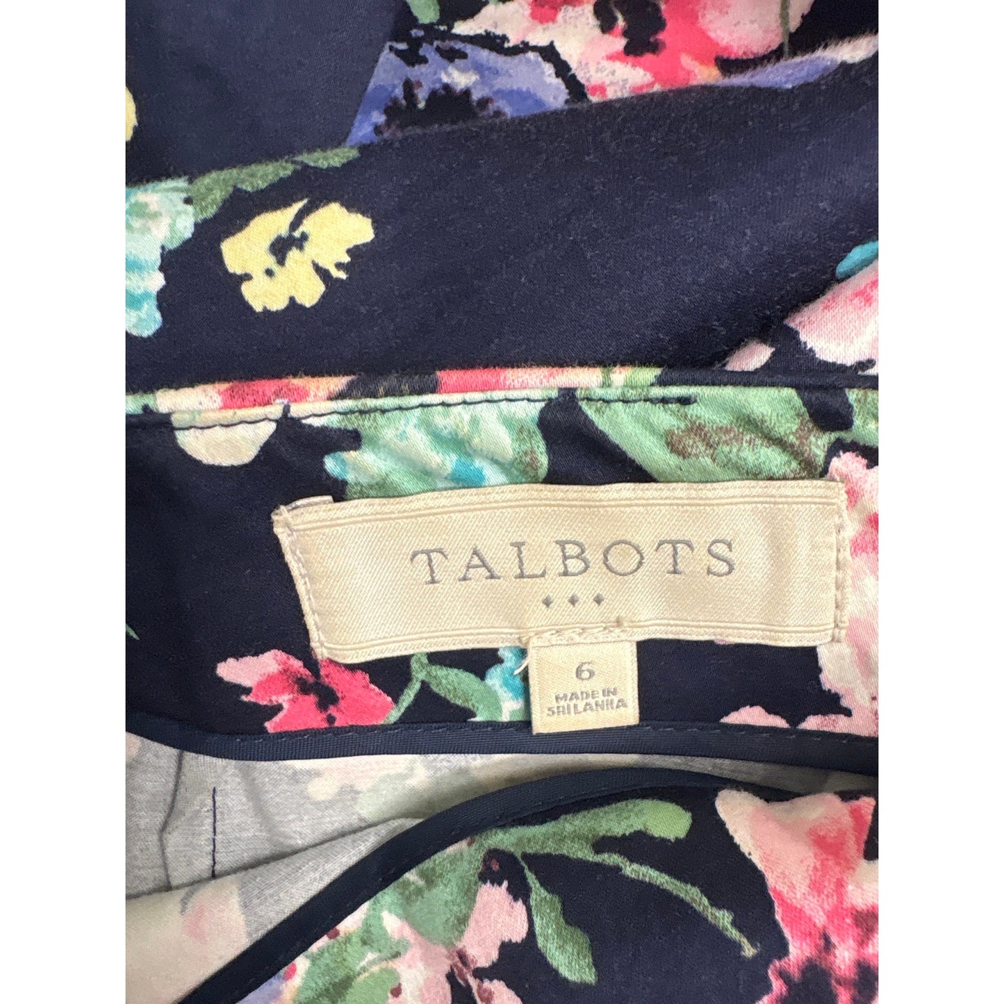 Talbots Navy and Pink Hydrangea Skirt Sz 6