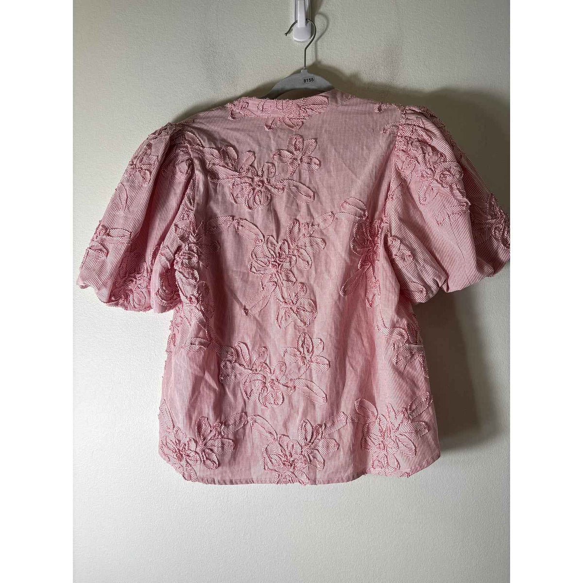 Entro Red and White Stripe Embellished Button Up Top Sz S