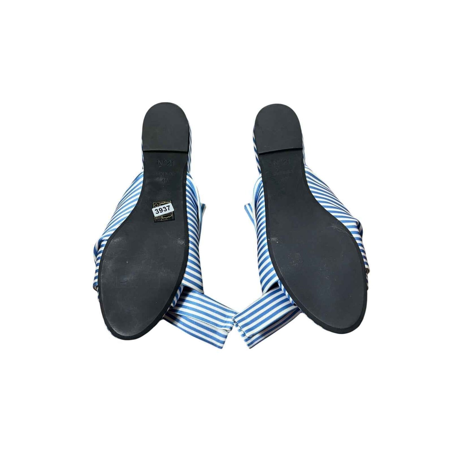 No 21 Blue and White Stripe Knotted Flats Sz 40 (9.5)