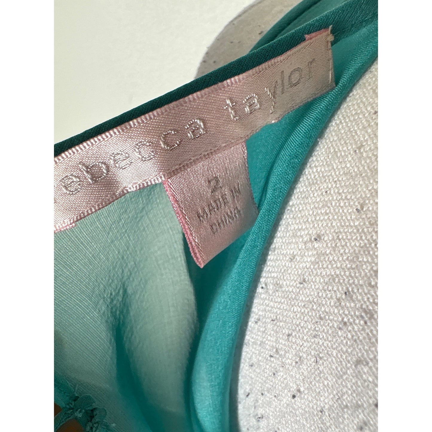 Rebecca Taylor Teal Green Silk Ruffle Hem Mini Dress Sz 2