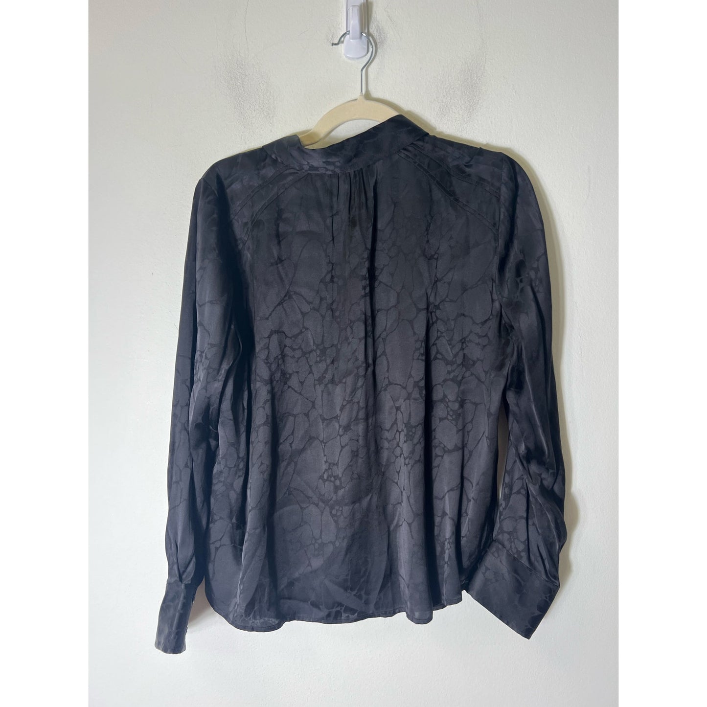 Ba&sh Black Silky Button Up Long Sleeve Blouse Sz 8
