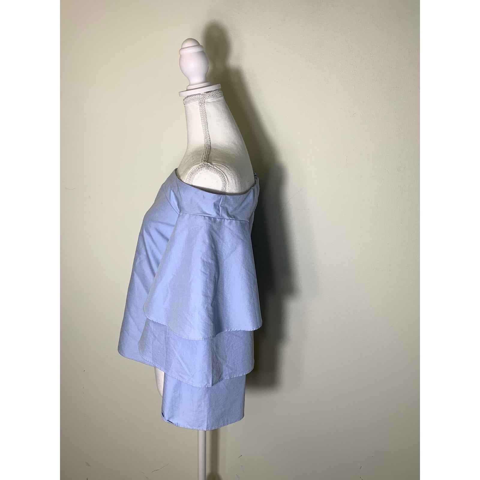 Endless Rose Light Blue Off the Shoulder Ruffled Bell Sleeves Back Zip Sz. S