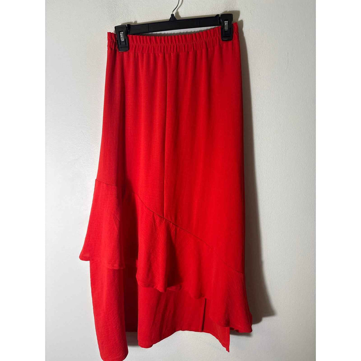 Aldo Martins Red Layered Pull On Midi Skirt Sz XS