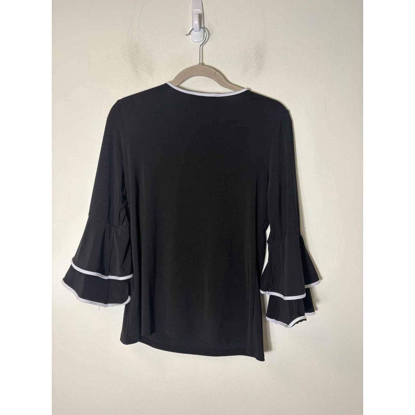 Boston Proper Black Long Layered Bell Sleeve Top Sz XS