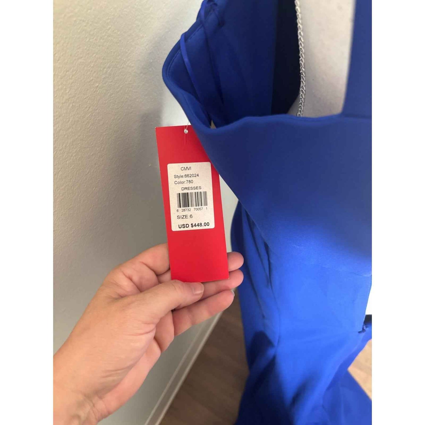 NWT Carmen Marc Valvo Infusion One Shoulder Evening Gown Sz 6