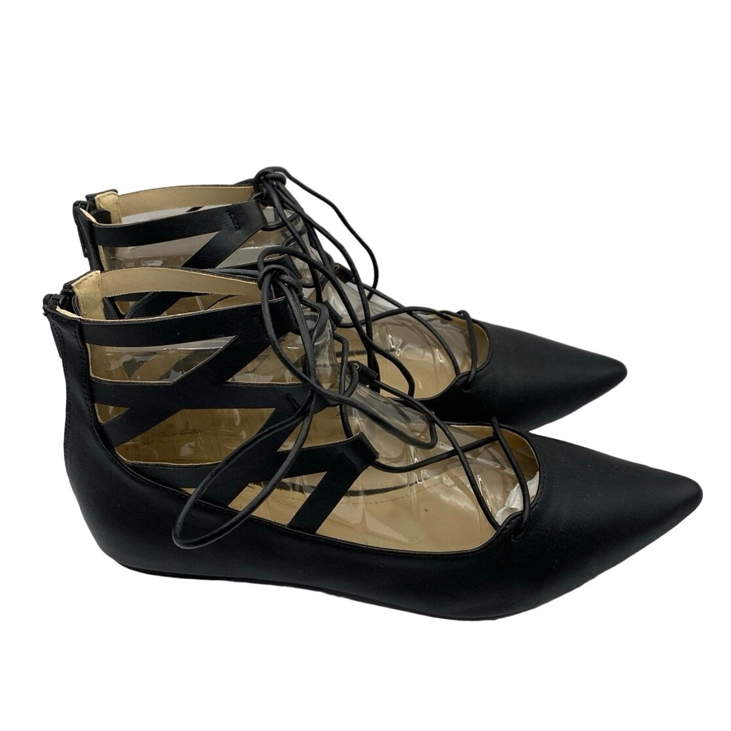 NIB Bamboo Black Lace Up Flats Sz 9