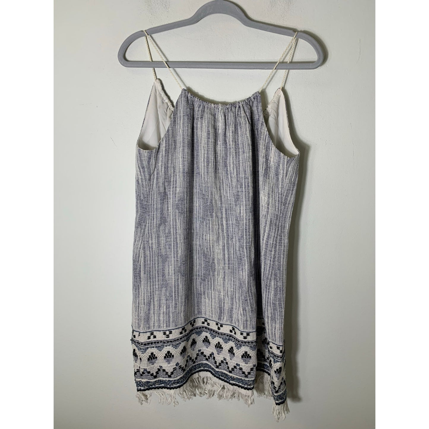 Holding Horses Blue White Patterned Spaghetti Strap Dress Sz S