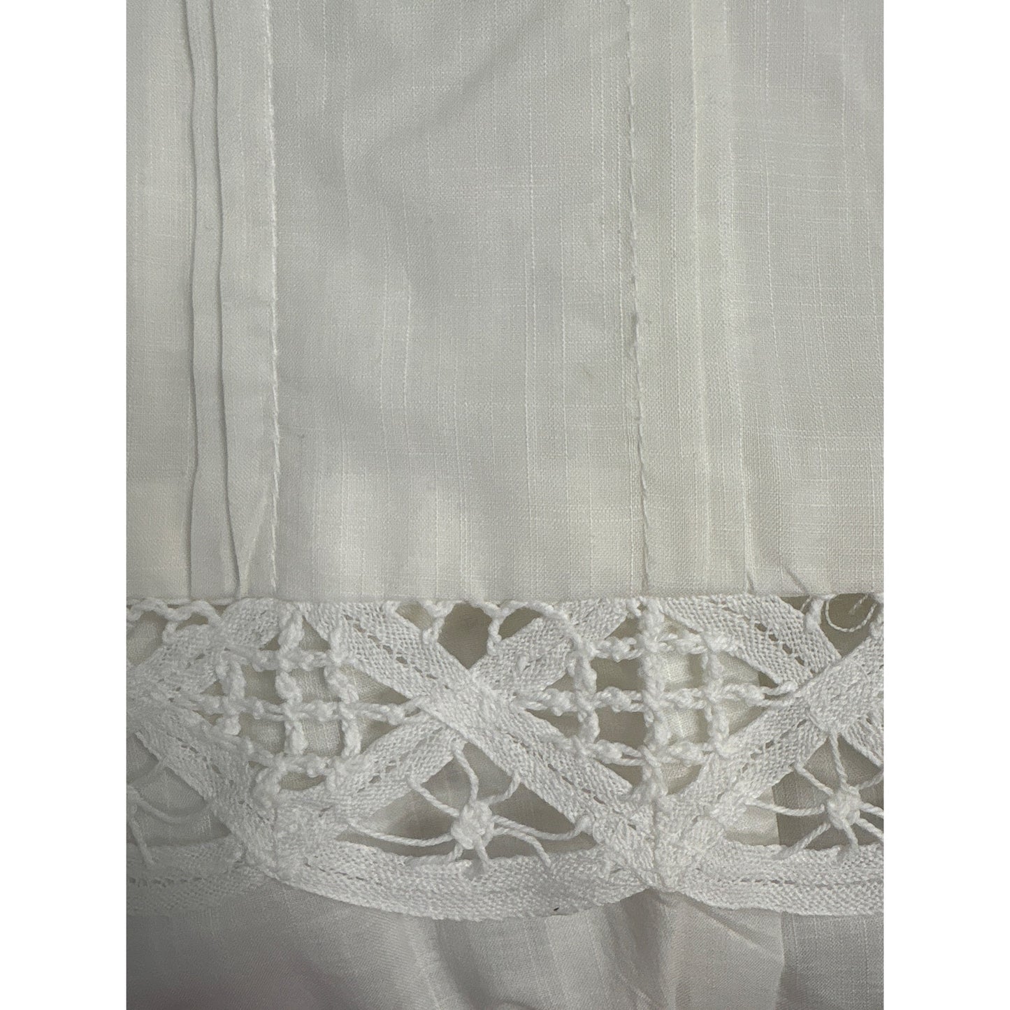 Girls Vintage PeachesNCream White Linen Top&Pants Set with Crochet Lace Trim Sz4