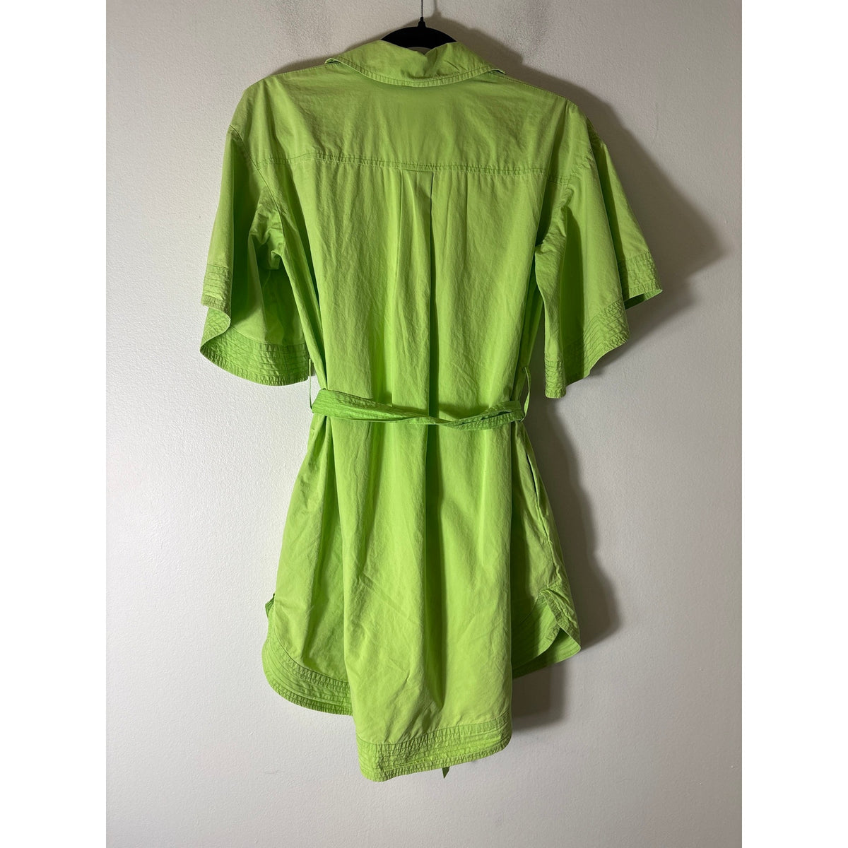 Gilner Farrar Lim Green Short Sleeve Cotton Button Up Mini Dress Sz XS