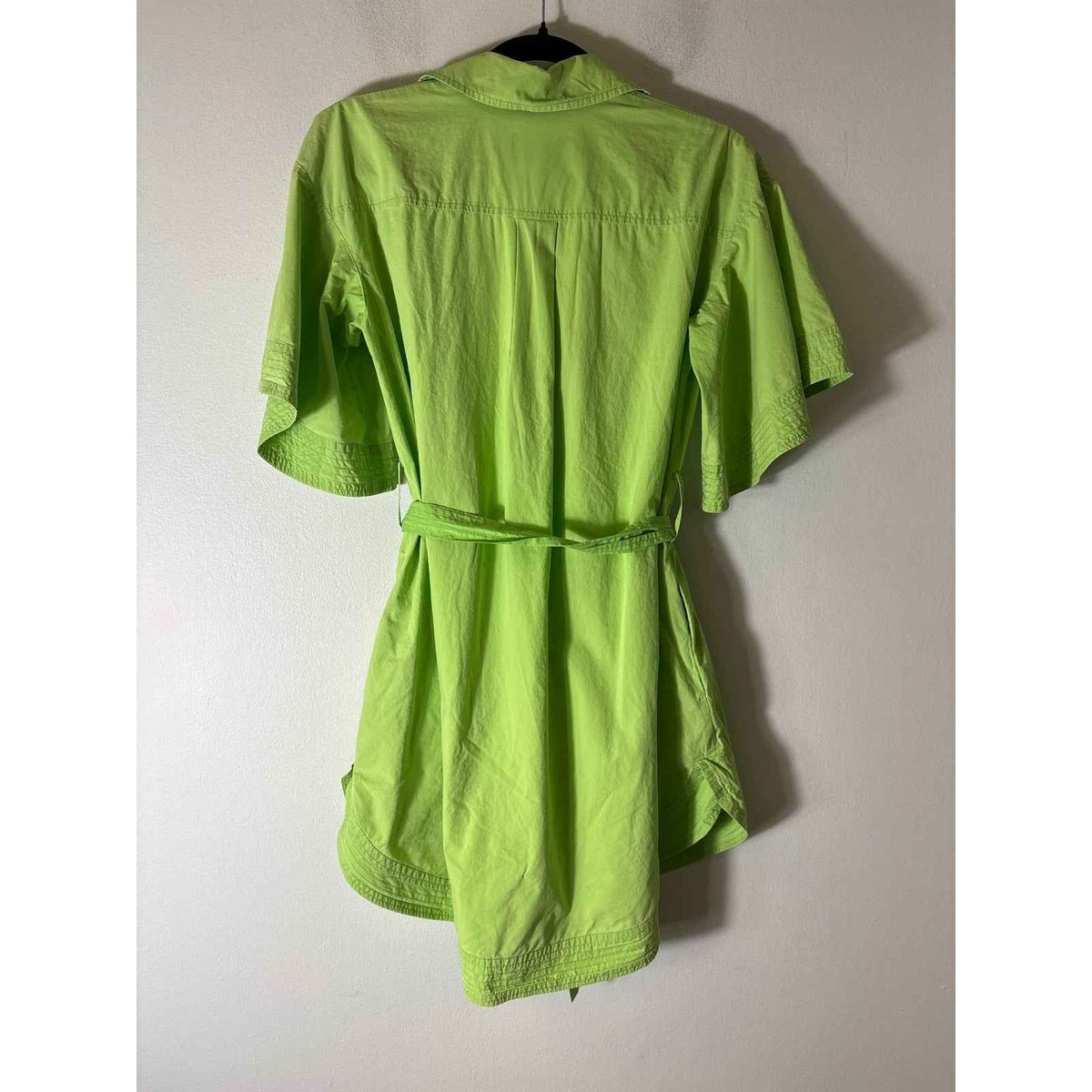 Gilner Farrar Lim Green Short Sleeve Cotton Button Up Mini Dress Sz XS