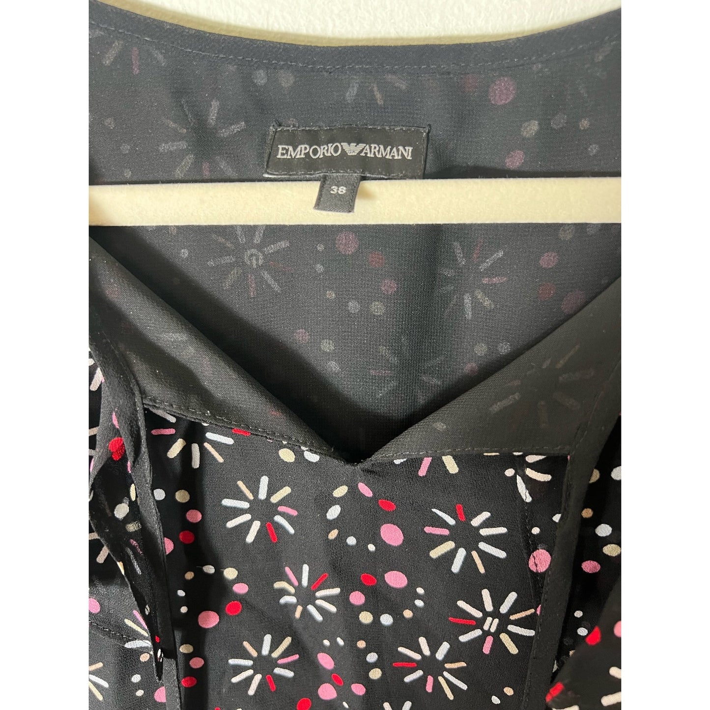 Emporio Armani Black Ruffled Neckline Midi Dress Sz 38