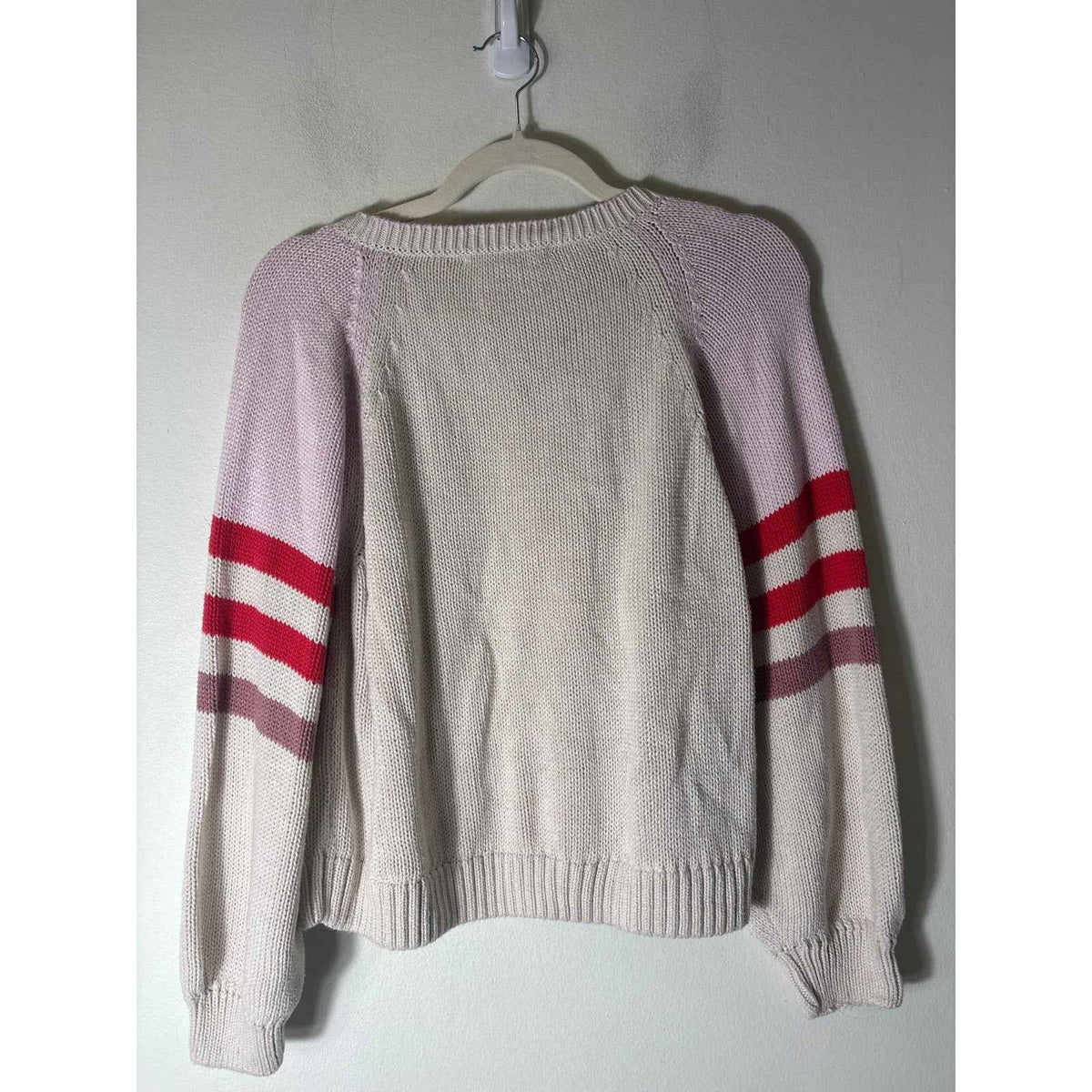 Xirena Cream Pink Long Sleeve Cotton Knit Sweater Sz S