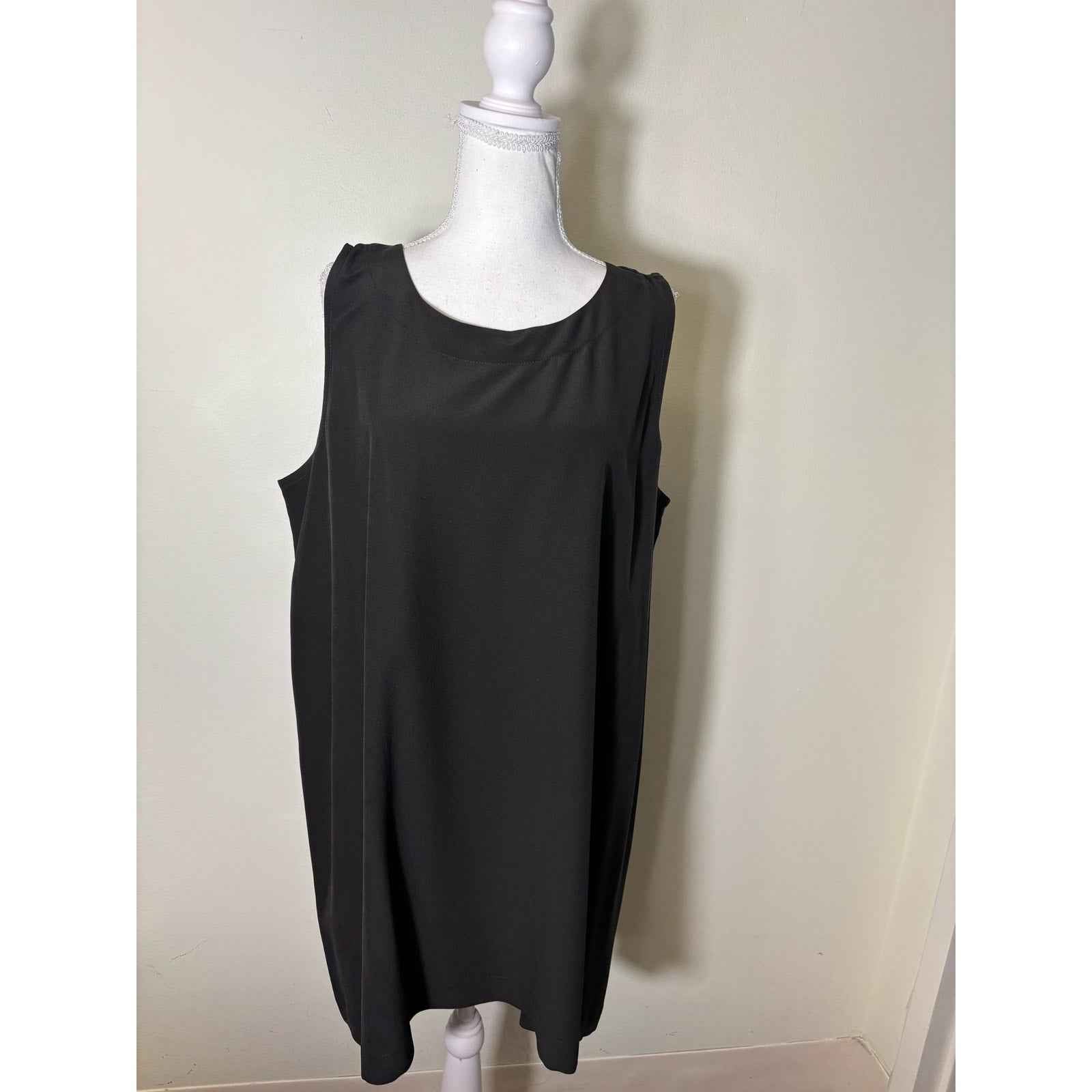NWT Eskandar Black Sleeveless Knee Length Silk Dress Sz 2