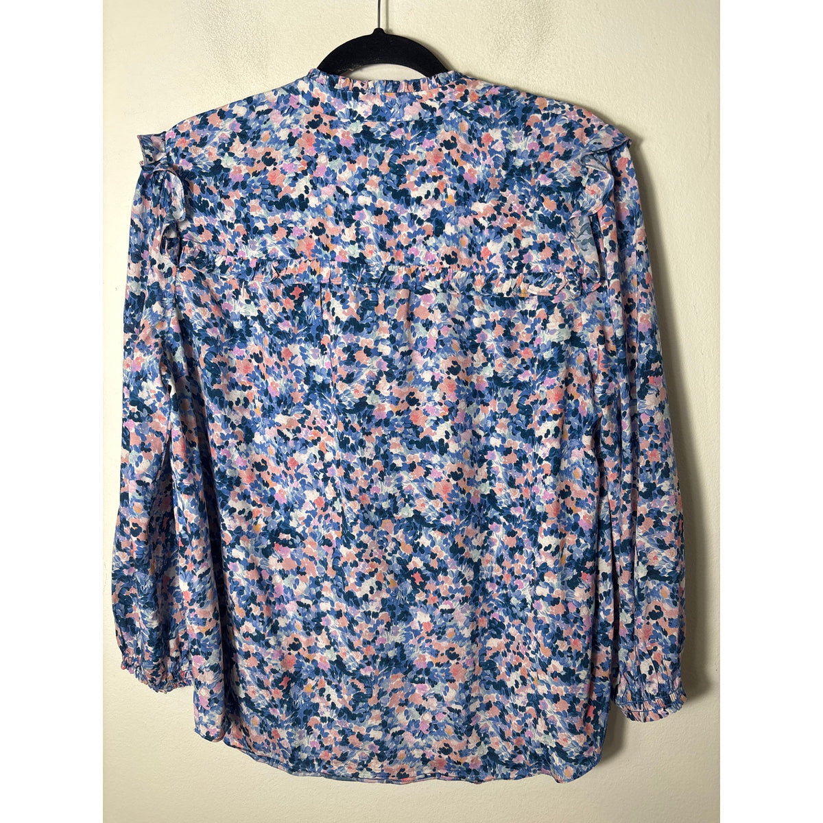Shoshanna Blue Floral Print Long Sleeve Tunic Sz L
