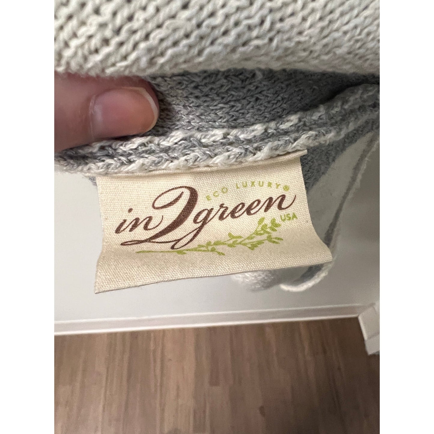 In2Green Off White Gray Cotton Blend Poncho OS