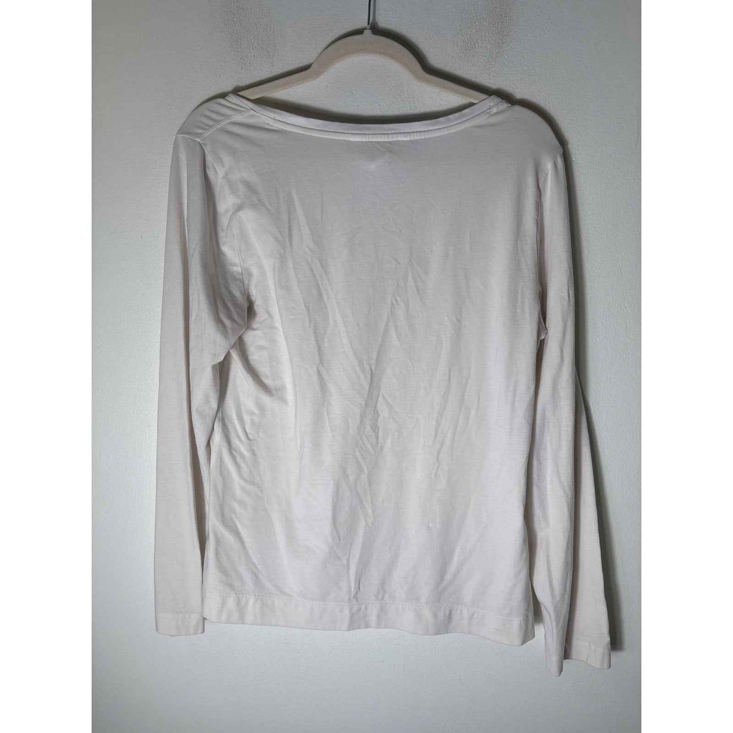 Athleta Off White Long Sleeve Wide Neck Sz L