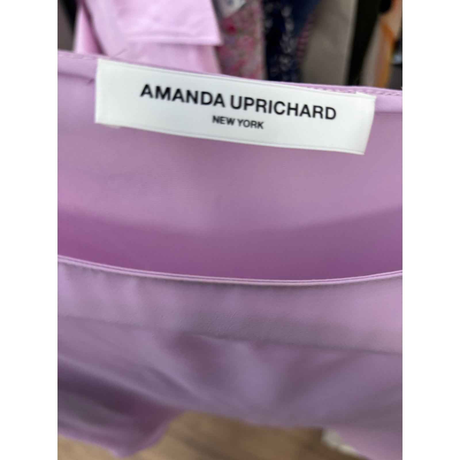 Amanda Uprichard Ruffle Short Sleeve Flowy Lavendar Blouse Sz S