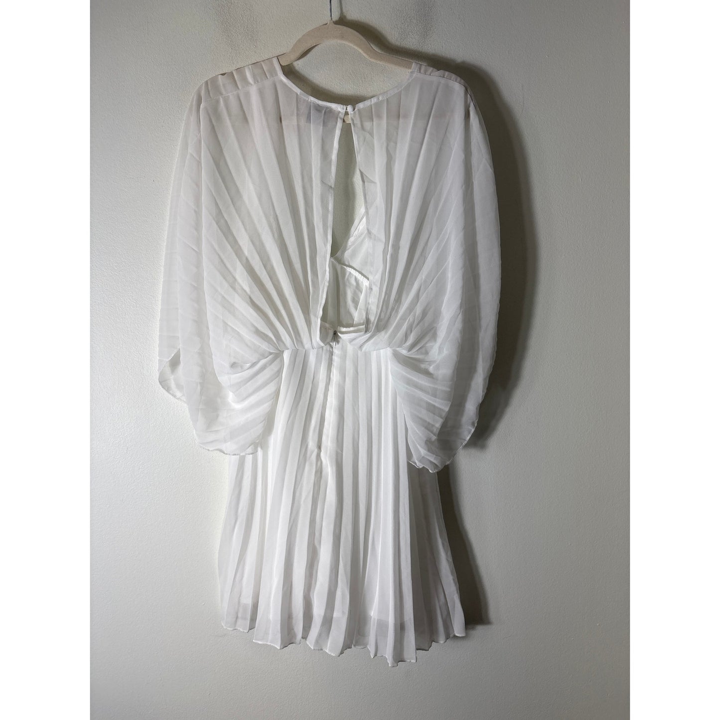 Asos Sheer White Mini Pleat Dress Sz 10