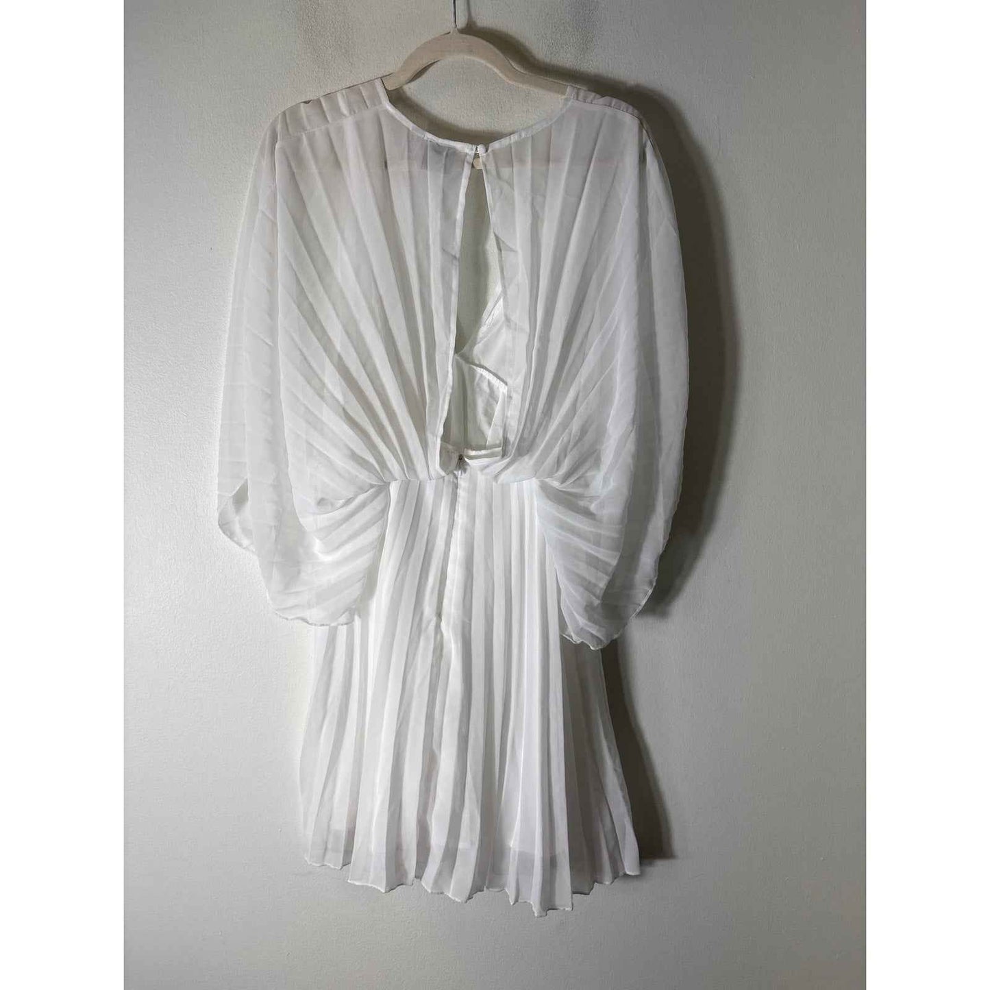 Asos Sheer White Mini Pleat Dress Sz 10