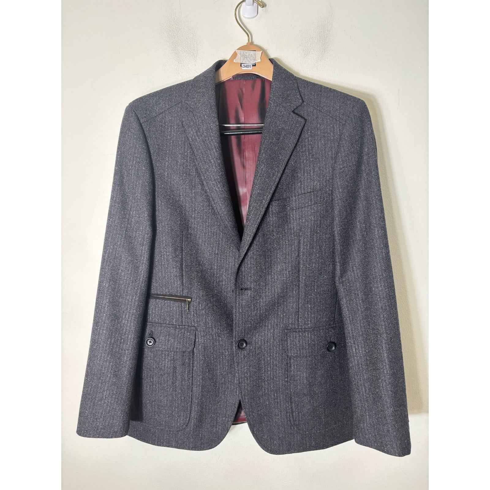 Ibiza Dark Gray Long Sleeve Dress Jacket Sz 40R