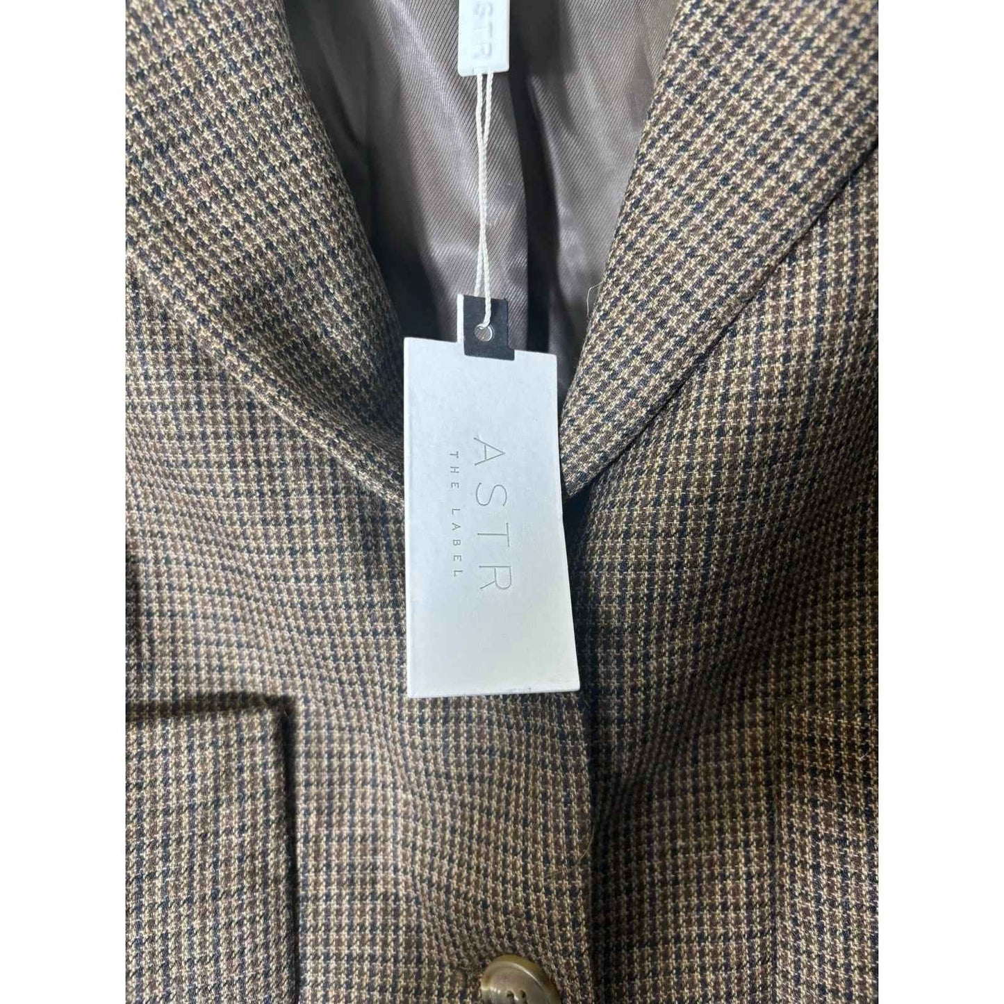NWT ASTR the Label Brown Tweed Long Sleeve Cropped Suit Style Sz M