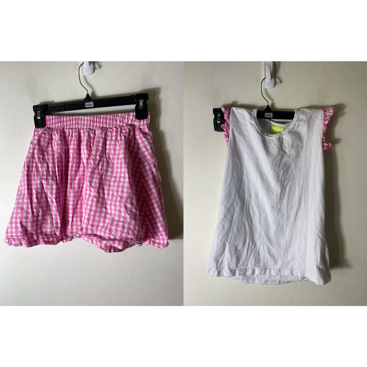 Classic Whimsy Girls Pink and White Gingham Skirt Set, Top and Bottom Sz 12