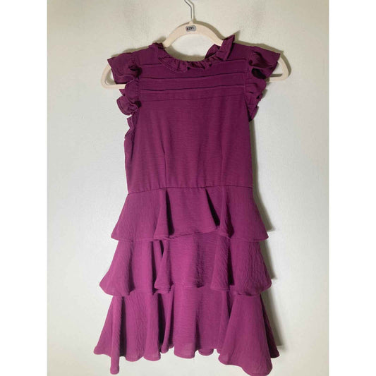 Girl's Miss Behave Purple Sleeveless Tiered Ruffle Mini Dress Sz 12