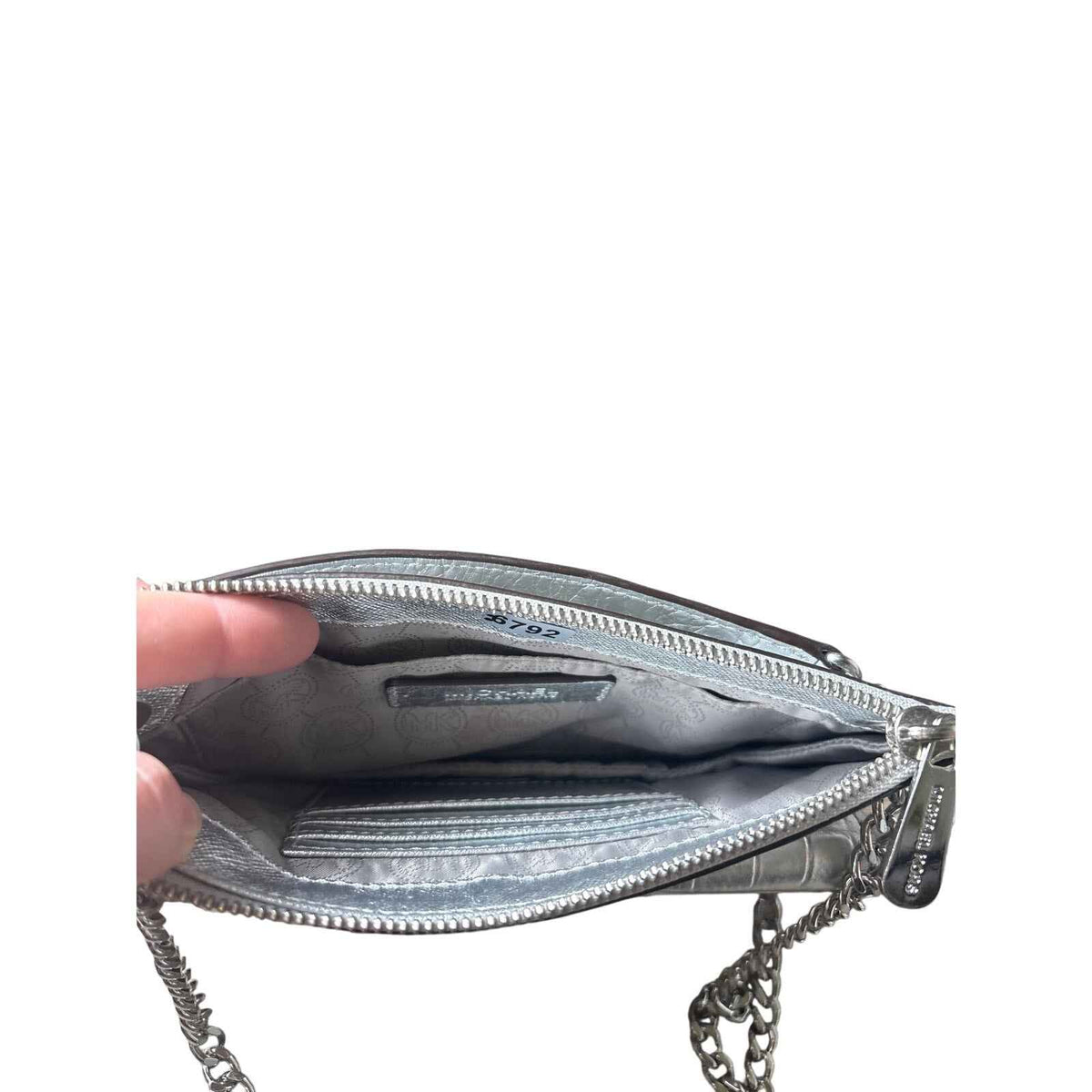 Michael Kors Metallic Silver Faux Croc Crossbody Purse
