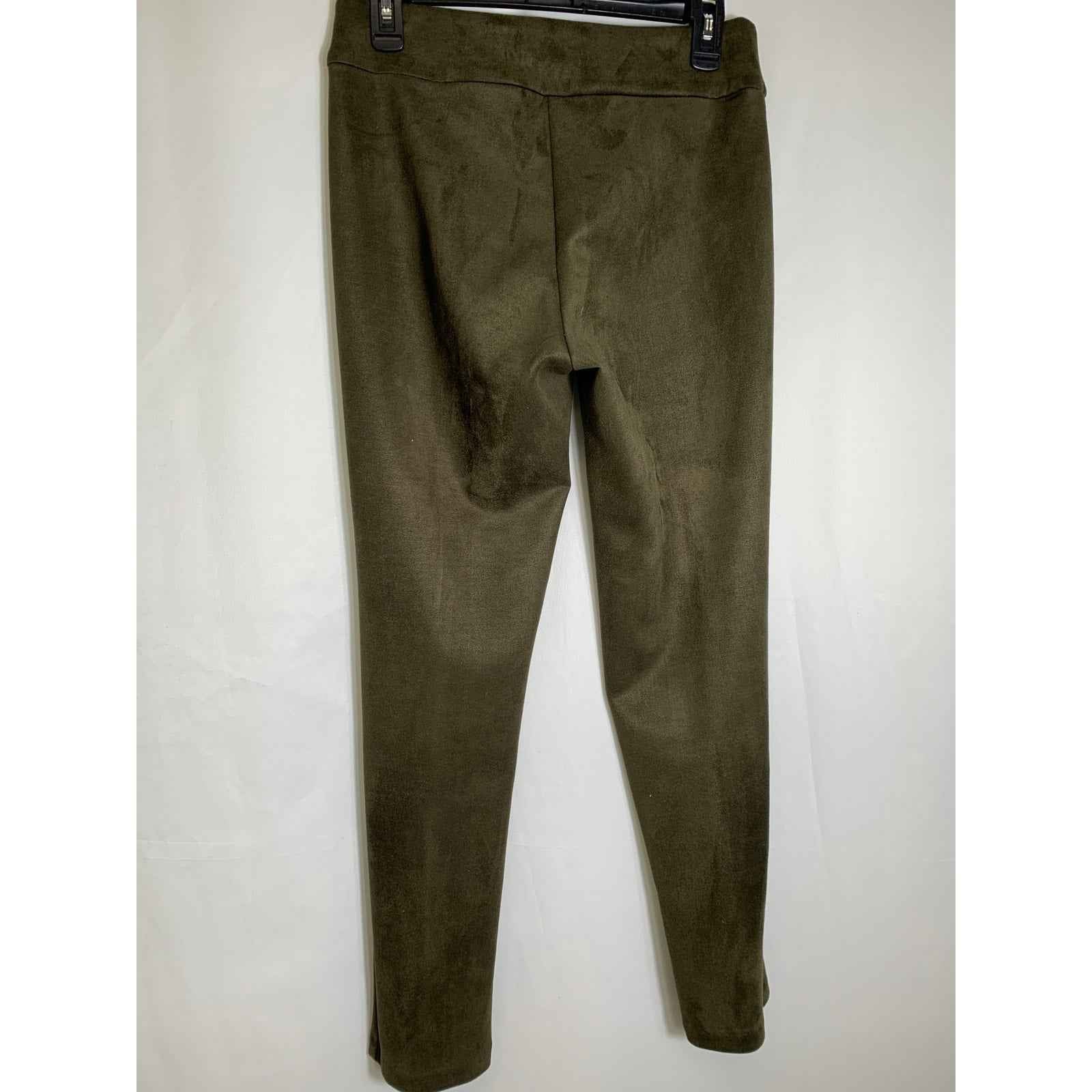 Krazy Larry Olive Green Faux Suede Leggings Sz 4