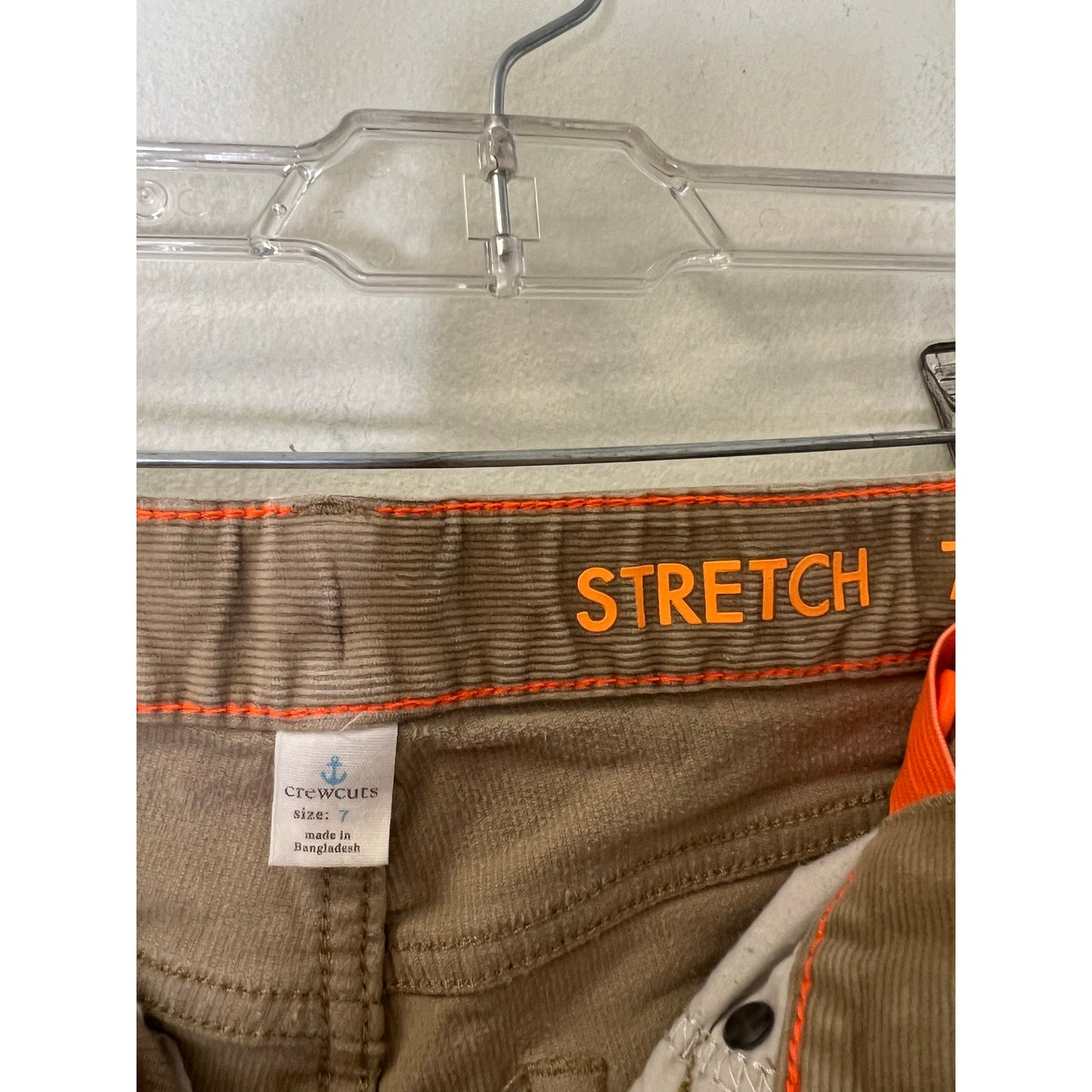 Boy's Bundle of 2 Crewcuts Tan Corduroy Pants and Short Sleeve Polo Sz 7