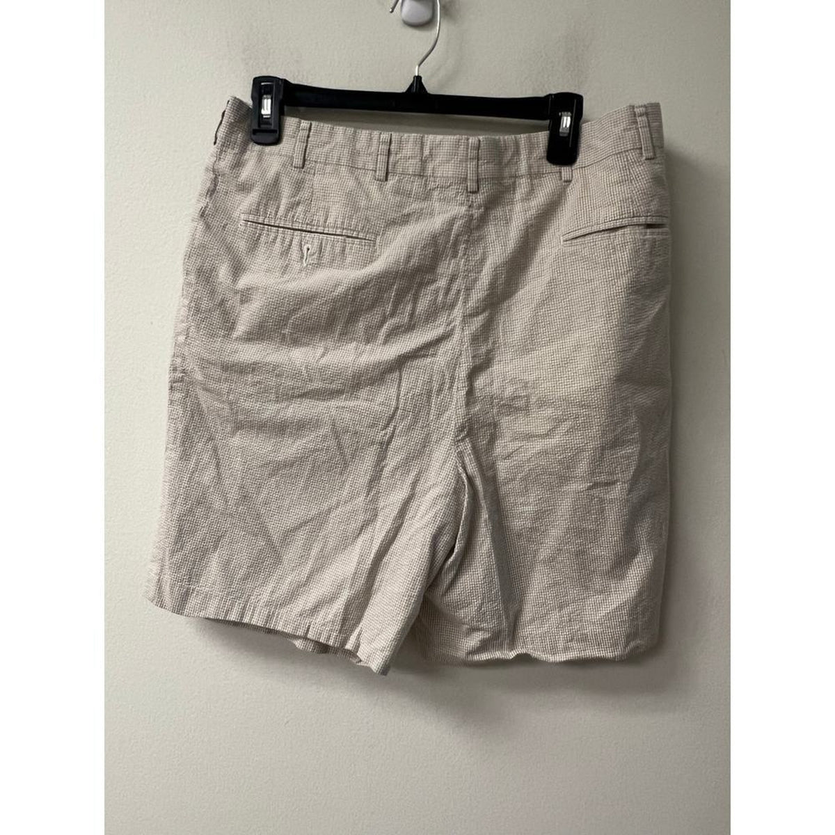 Berle Mens Plaid Shorts Tan and White Size 36 Regular