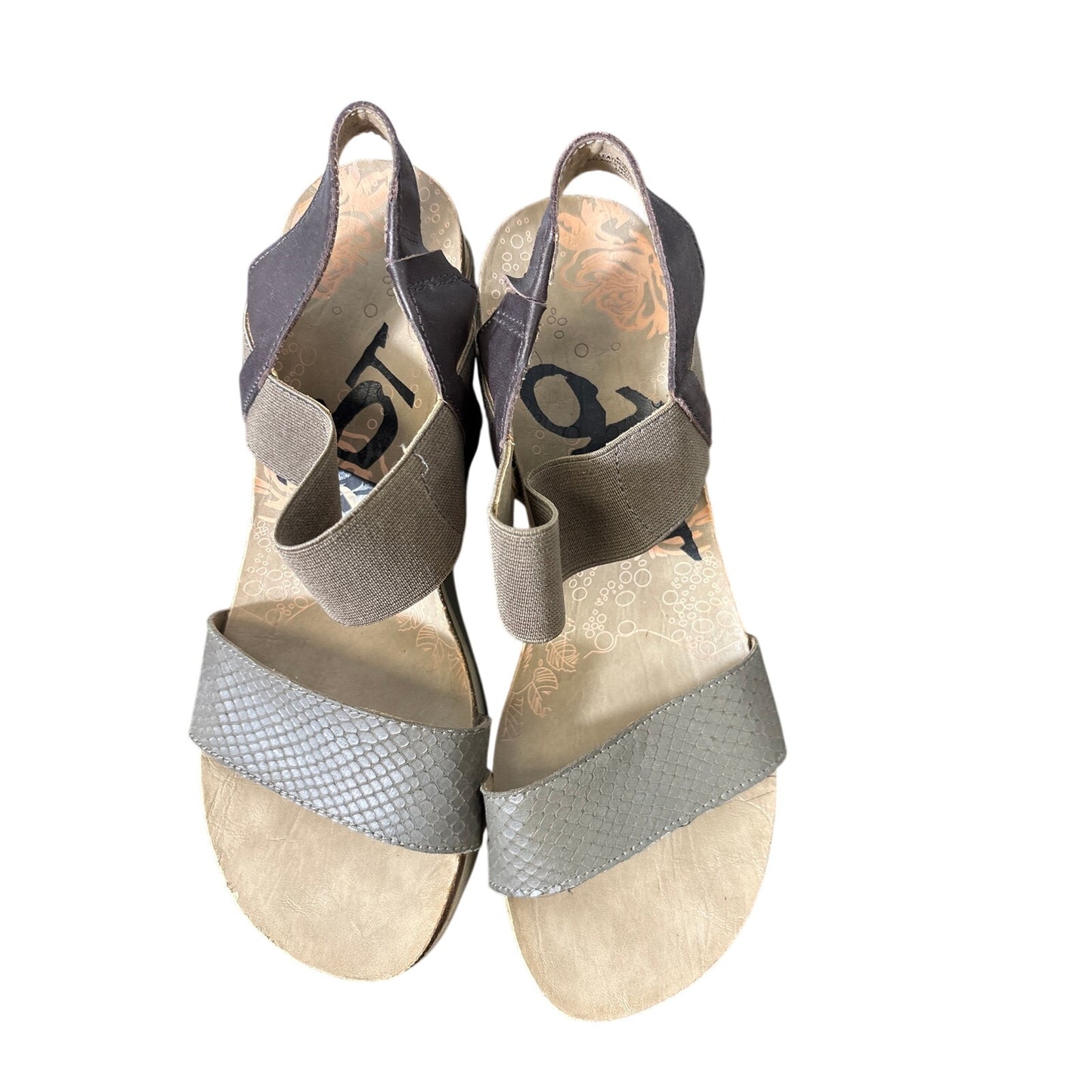 OTBT Brown Leather Wedge Strap Sandals Sz 8