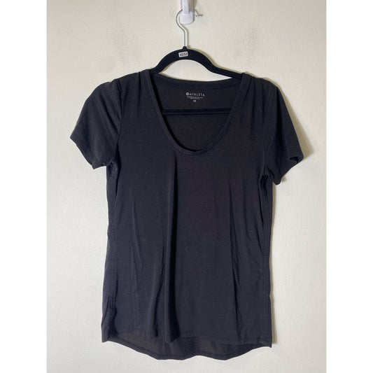 Athleta Athleisure Black V Neck Tee size XS