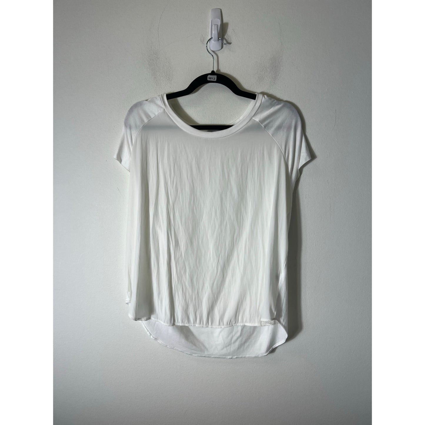 lola & sophie White Mixed Media Cap Sleeve Blouse Sz L