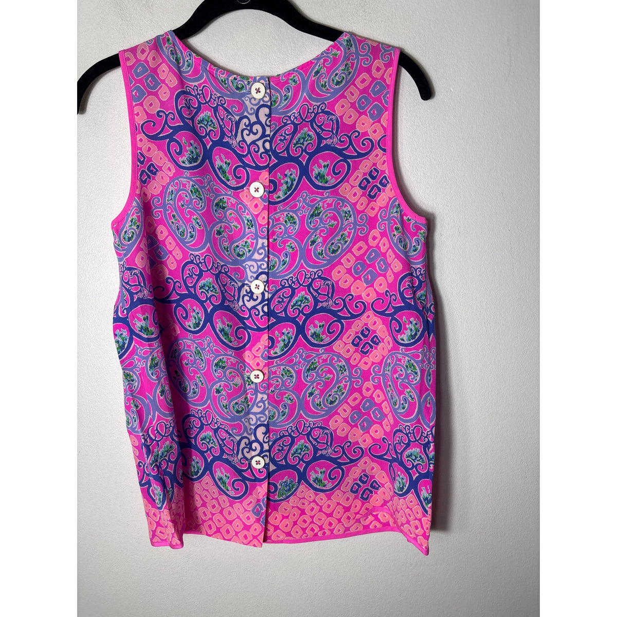 Lilly Pullitzer Silk Hot Pink and Lavendar Sleeveless Top Sz S