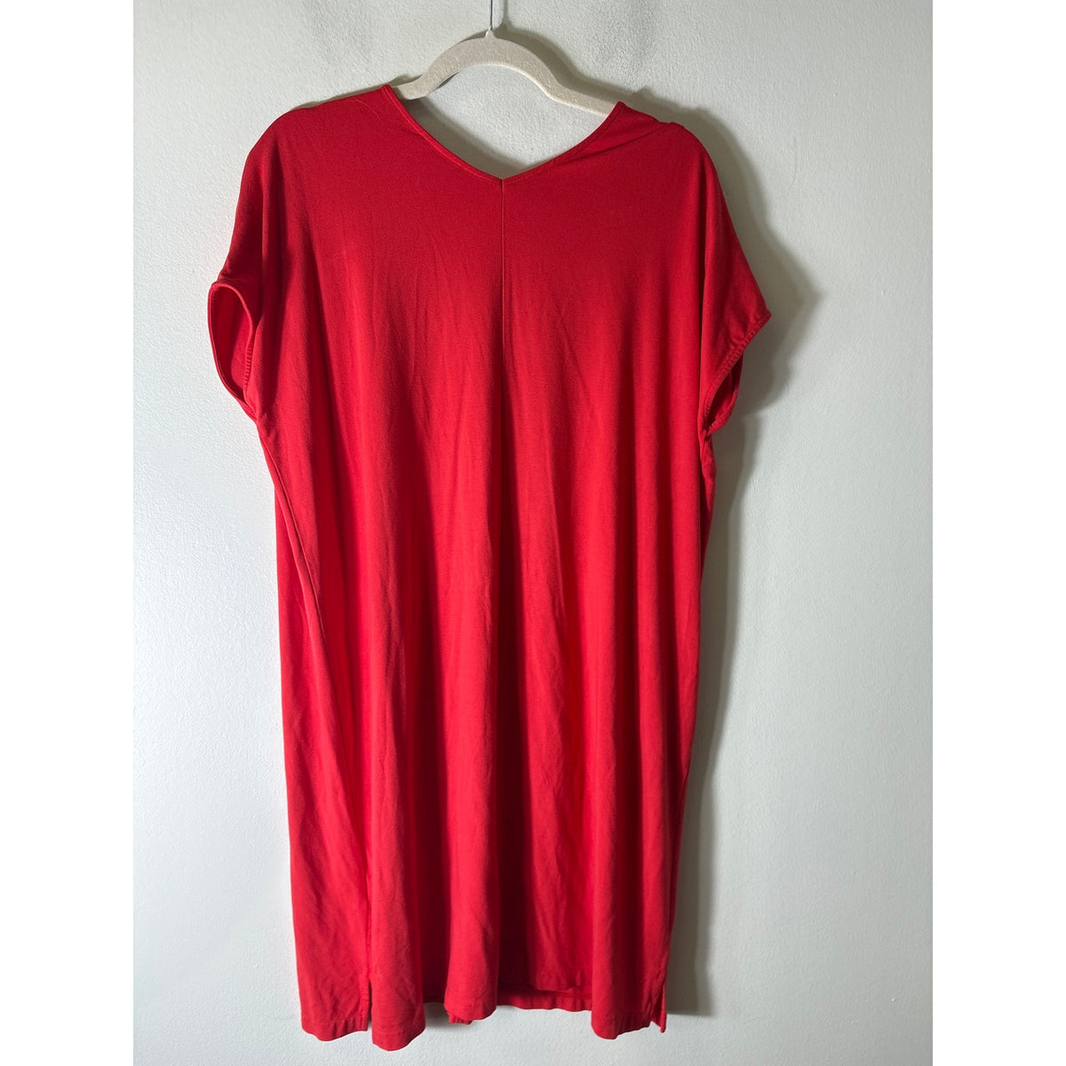 Lilla P Red V Neck Soft Tee Shift Dress Sz M