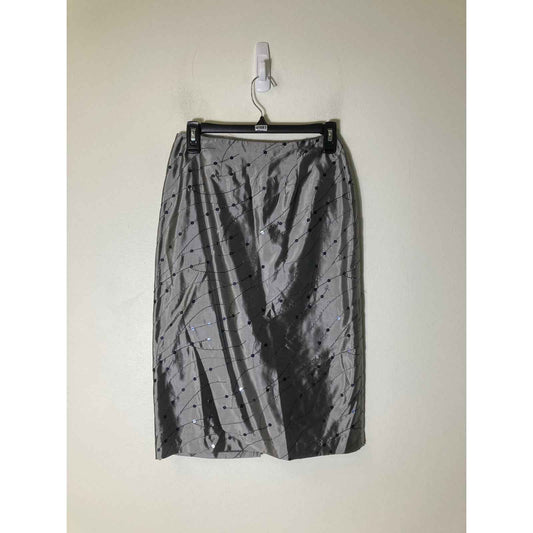 Emma Black Silver Midi Pencil Skirt with Sequin Detailing Sz 6