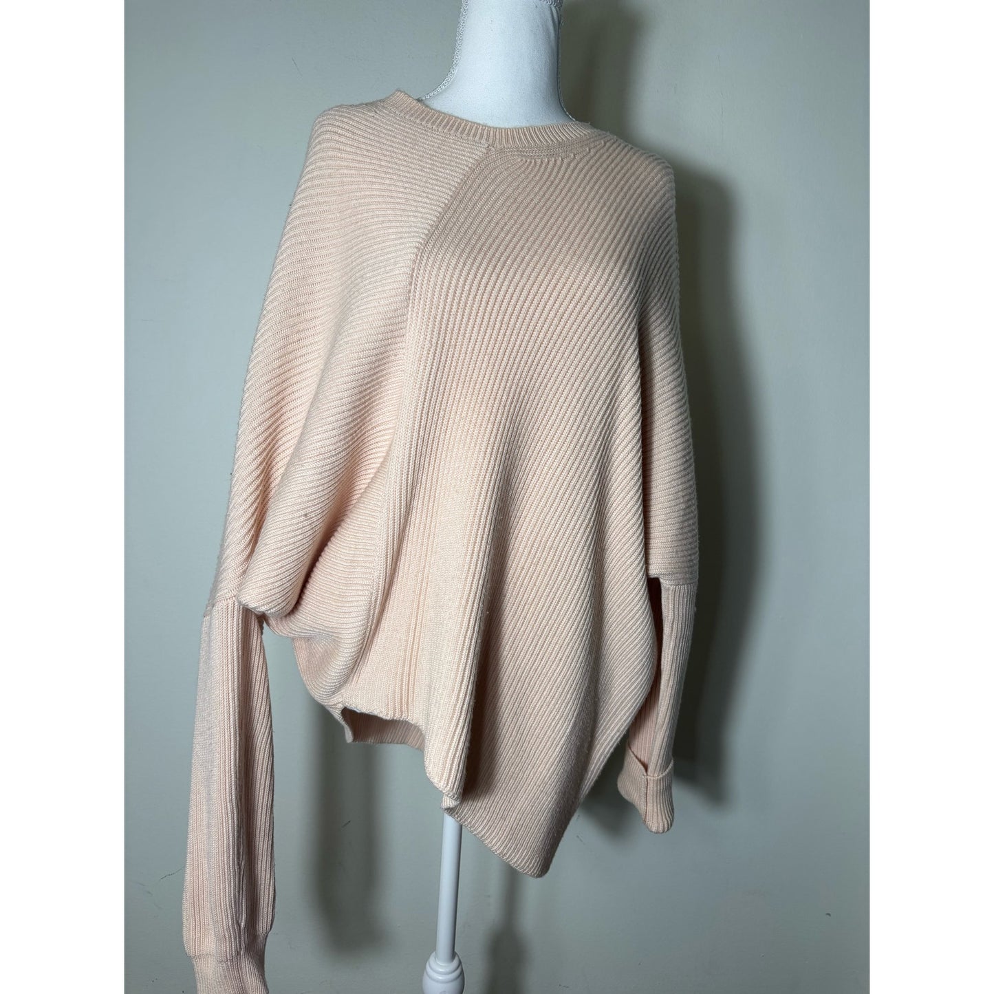 Stella McCartney Blush Ribbed Asymmetrical Long Sleeve Sweater Sz 46