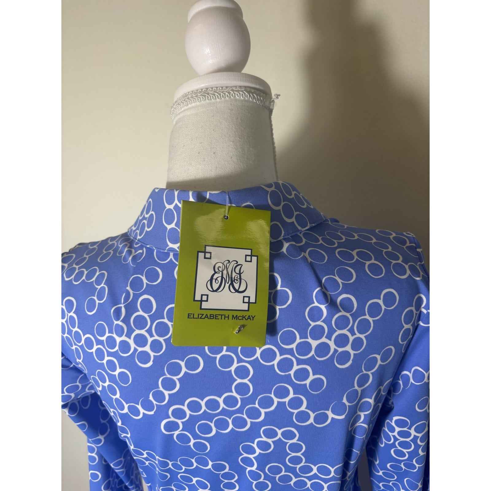 NWT Elizabeth McKay Blue and White Alexia Dress Sz S