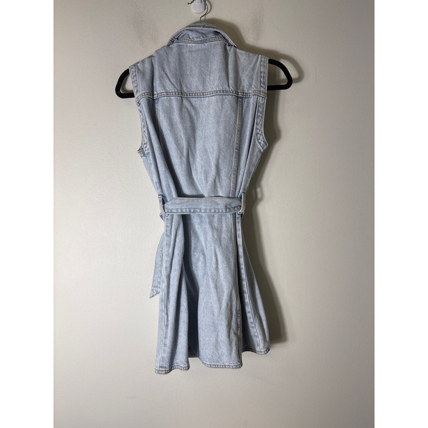 Zara Light Wash Button Up Denim Mini Dress Sz M