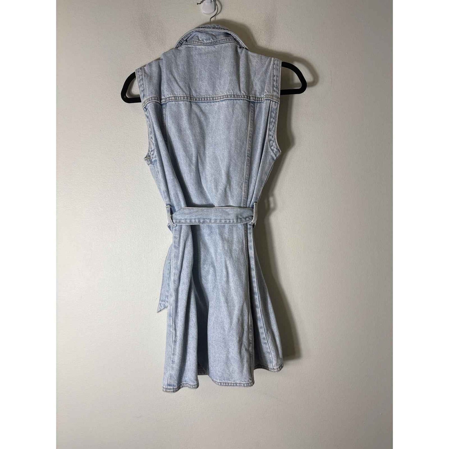 Zara Light Wash Button Up Denim Mini Dress Sz M