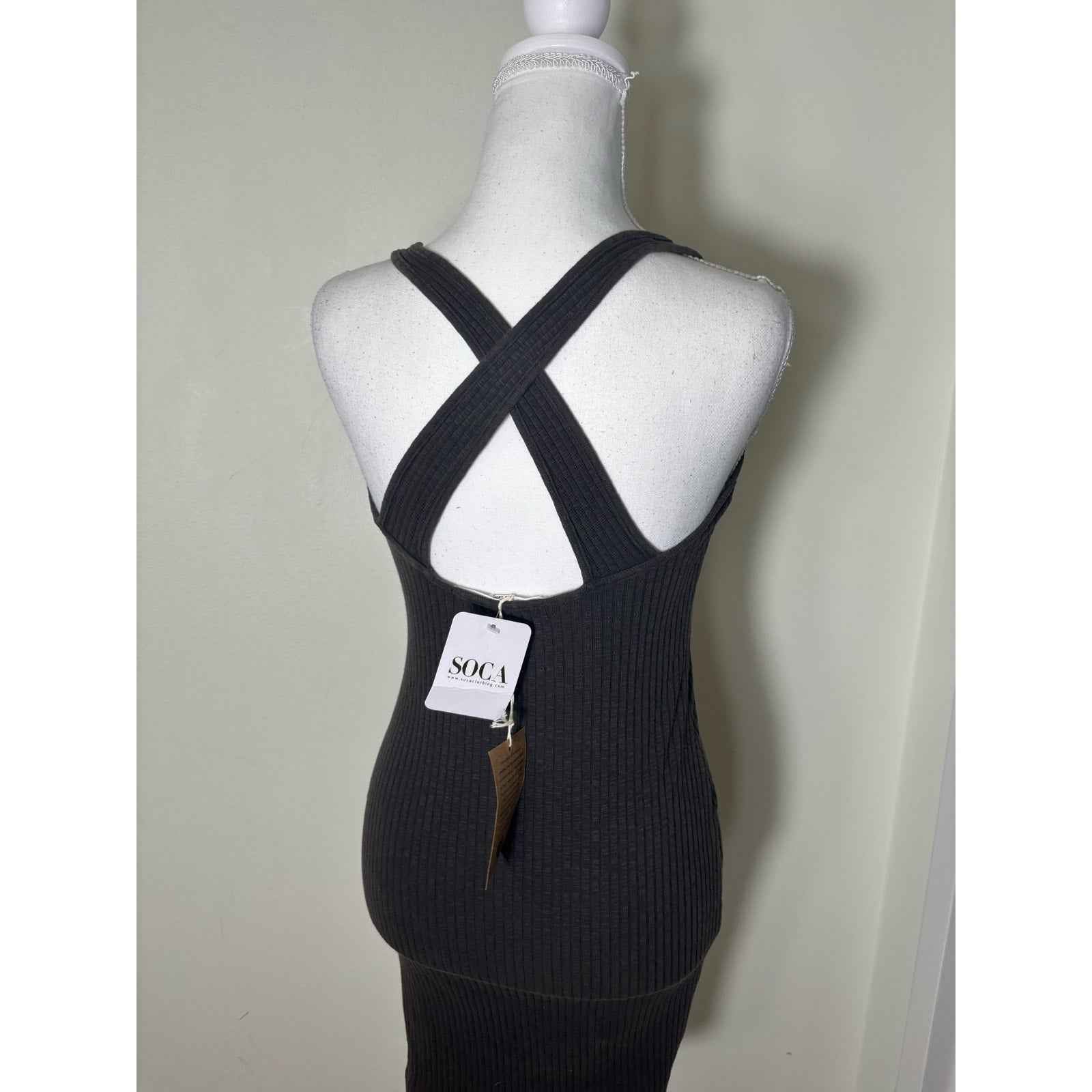 NWT Project Social Black Ribbed Criss Cross Mini Dress Sz XS