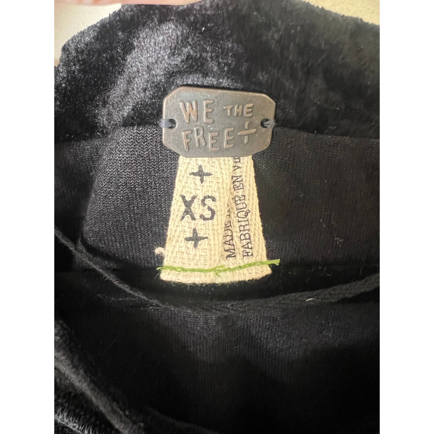 We The Free Black Crushed Velvet Top, Long Sleeve. Generous Fit