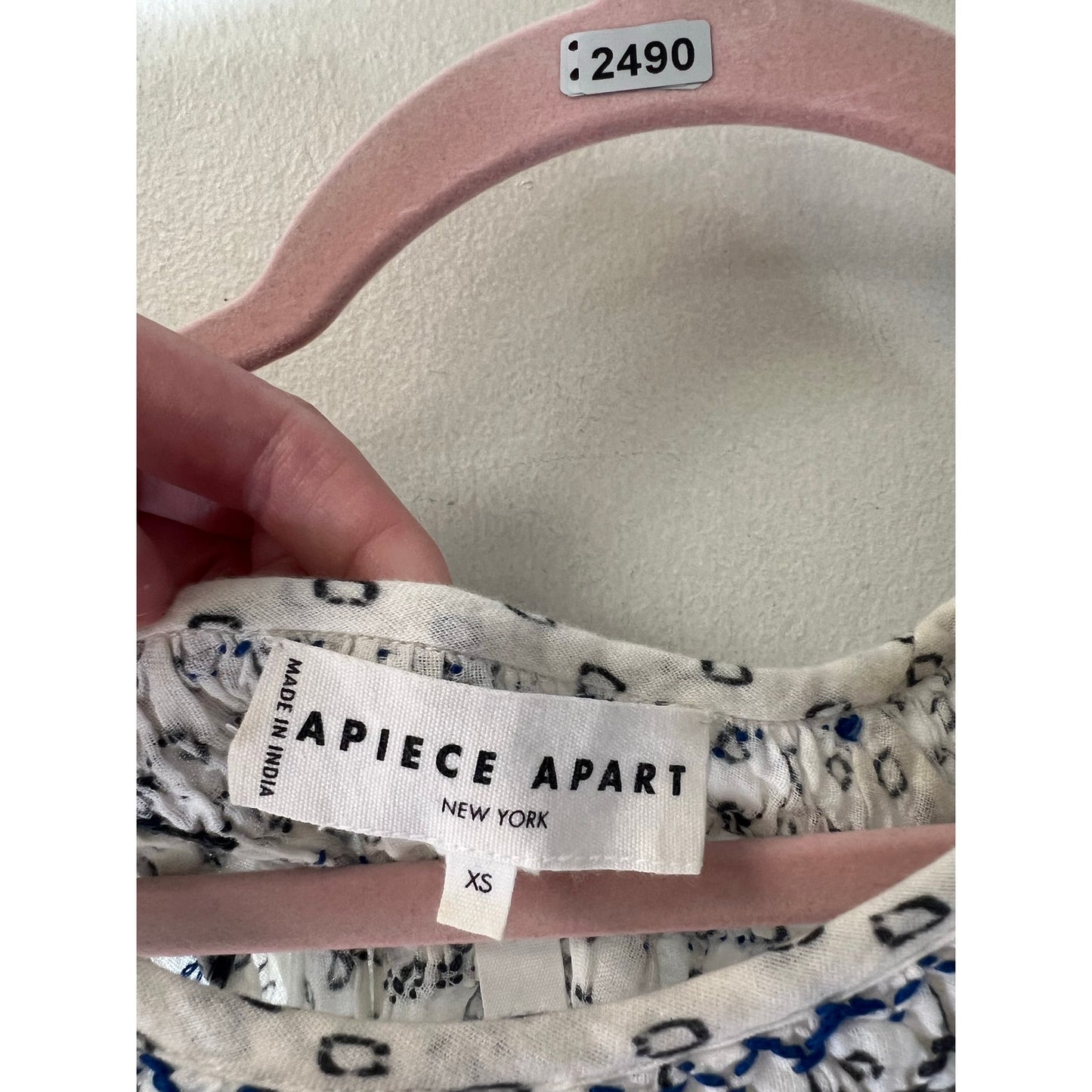 Apiece Apart Blue Grey Sleeveless Patterned Top Sz XS