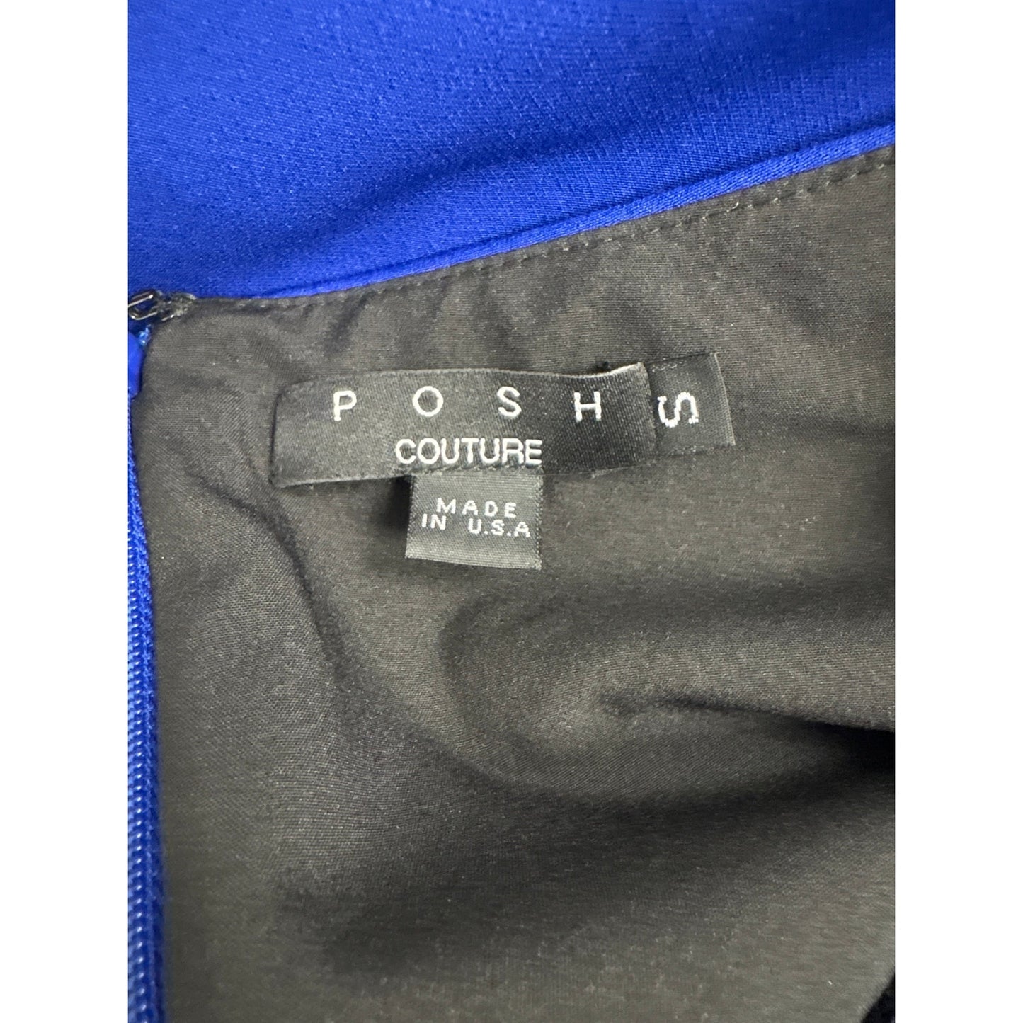 Posh Couture Electric Blue 3/4 Sleeve Midi Cocktial Dress Sz S