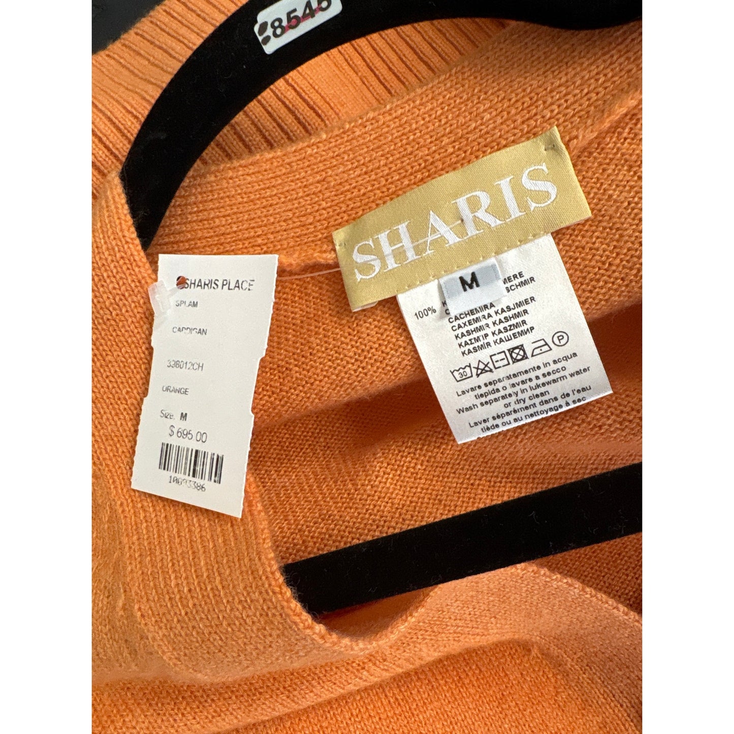 NWT Sharis Tangerine Half Sleeve Cashmere Button Up Cardigan Sz M