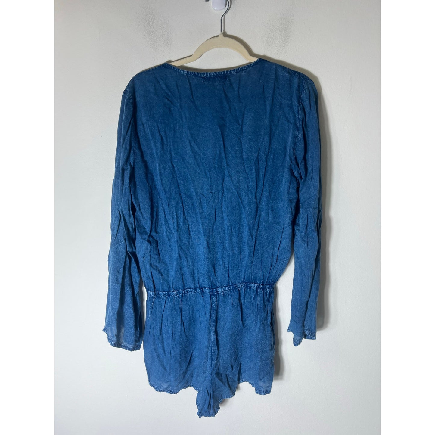 Boho Me Blue Long Sleeve V-Neck Romper Sz M